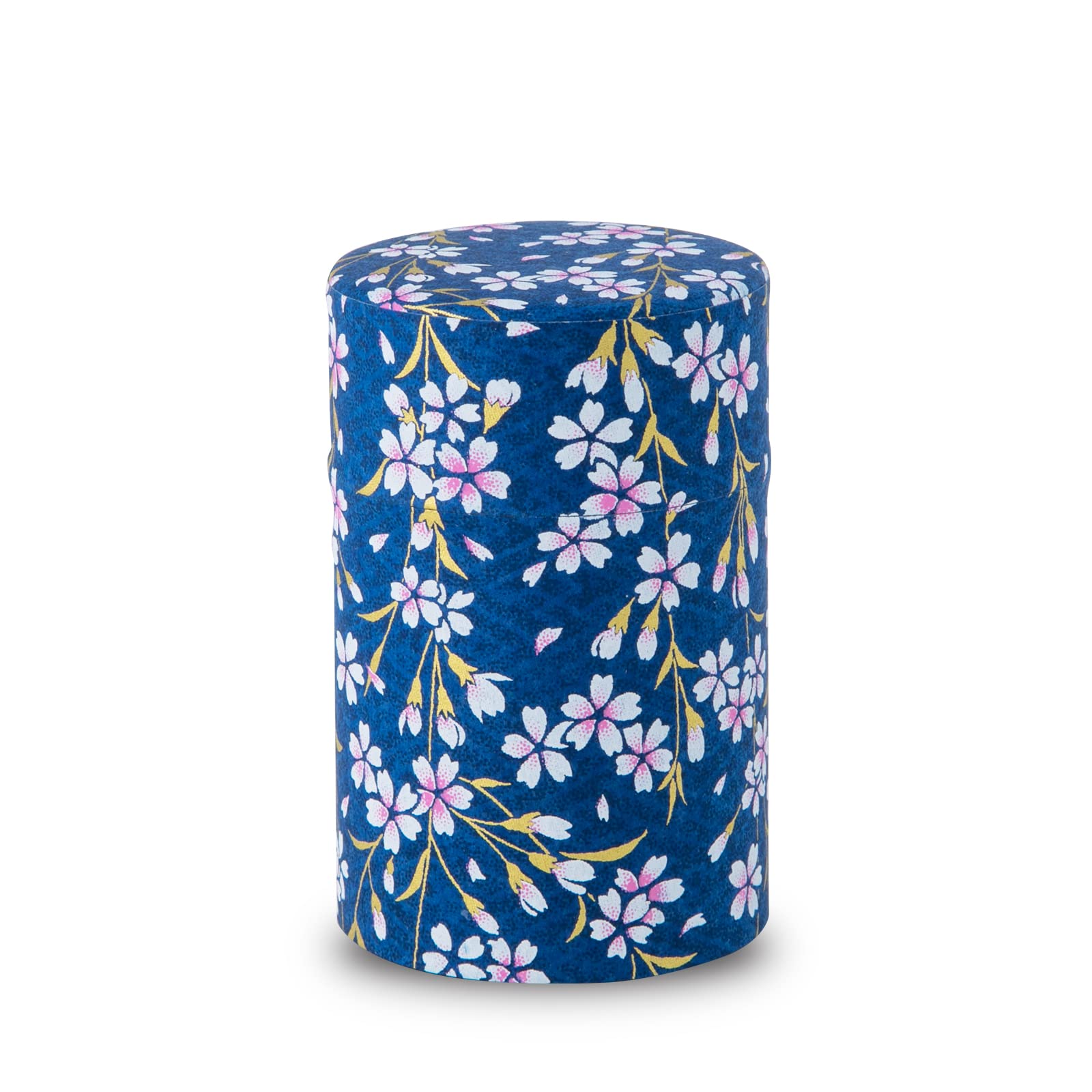 Noren Tea Cans Canister, 3.5 oz (100 g) Can (Japanese Paper Tea Bottle - Kyokakura Navy), Made in Japan, Yuzen Washi Steel Can with Inner Lid, Airtight Container, Storage Container, Dry Food Container