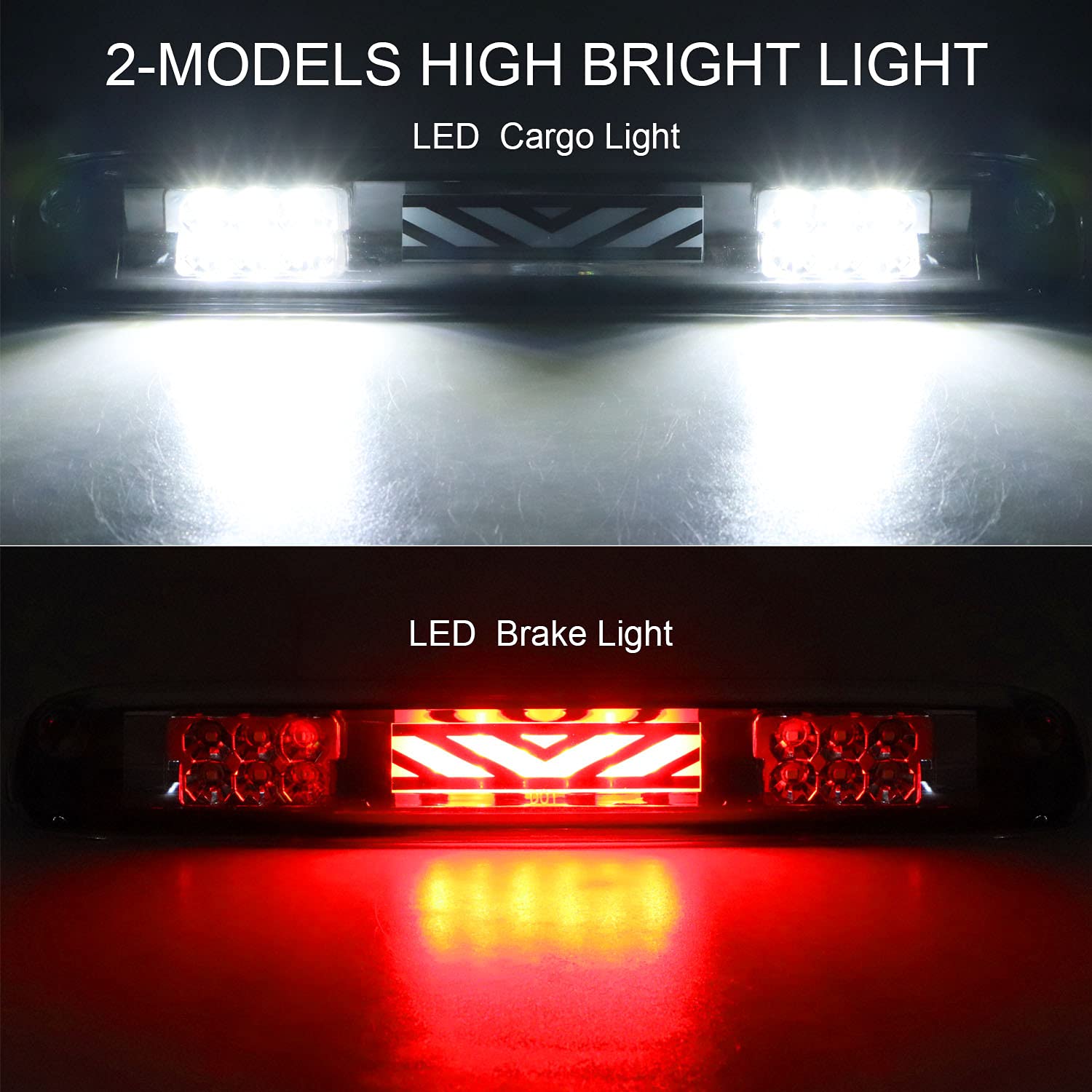 Clear Black LED Third Brake Light With Cargo Light For 2007-2014 Chevy Silverado & GMC Sierra