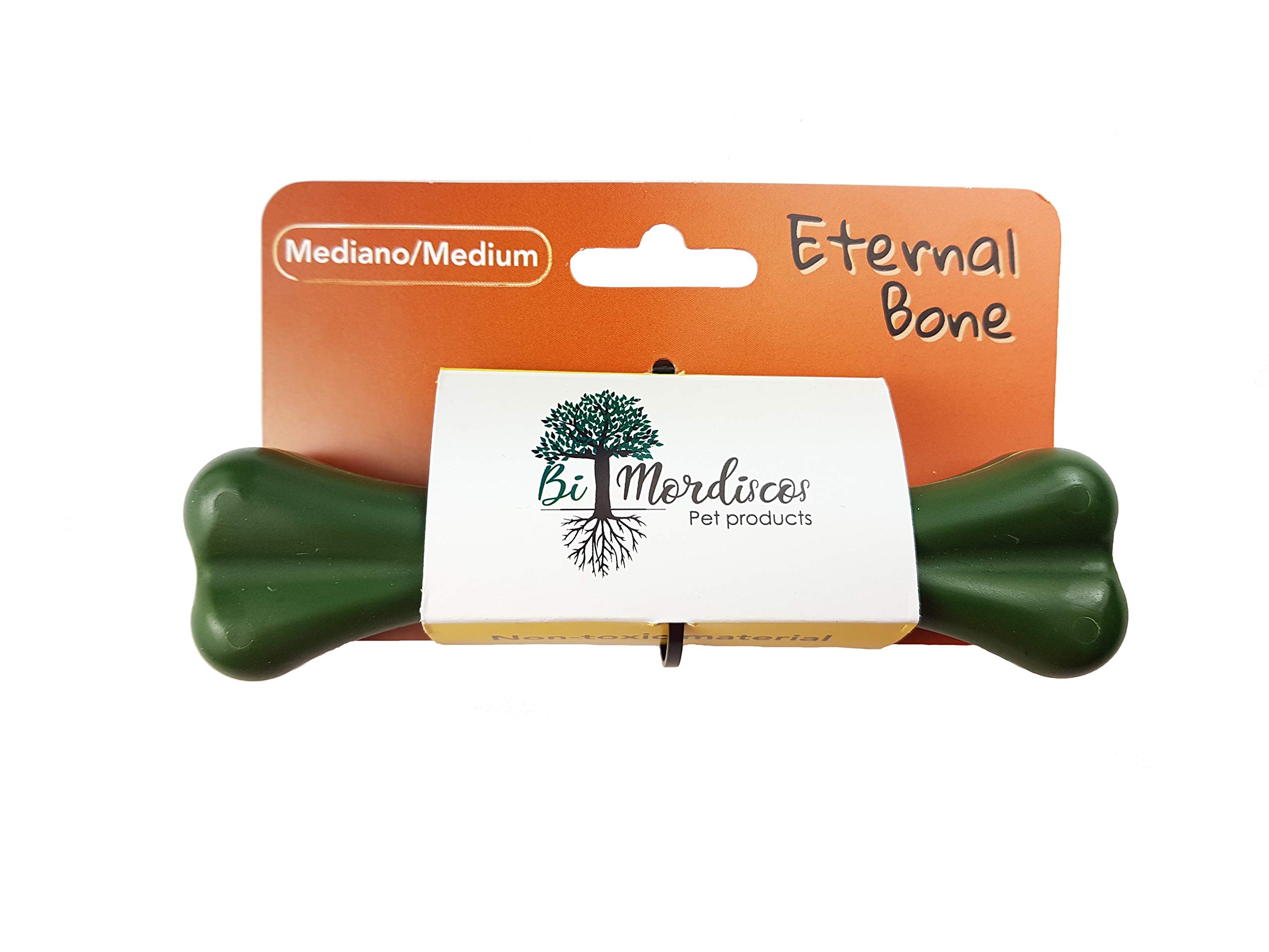 BiMordiscos Pet products Eternal Bone Juguete mordedor Indestructible para Perros - Seguro - no tóxico - Hueso - Masticar - Entretenimiento - Limpieza bucal (Mediano)
