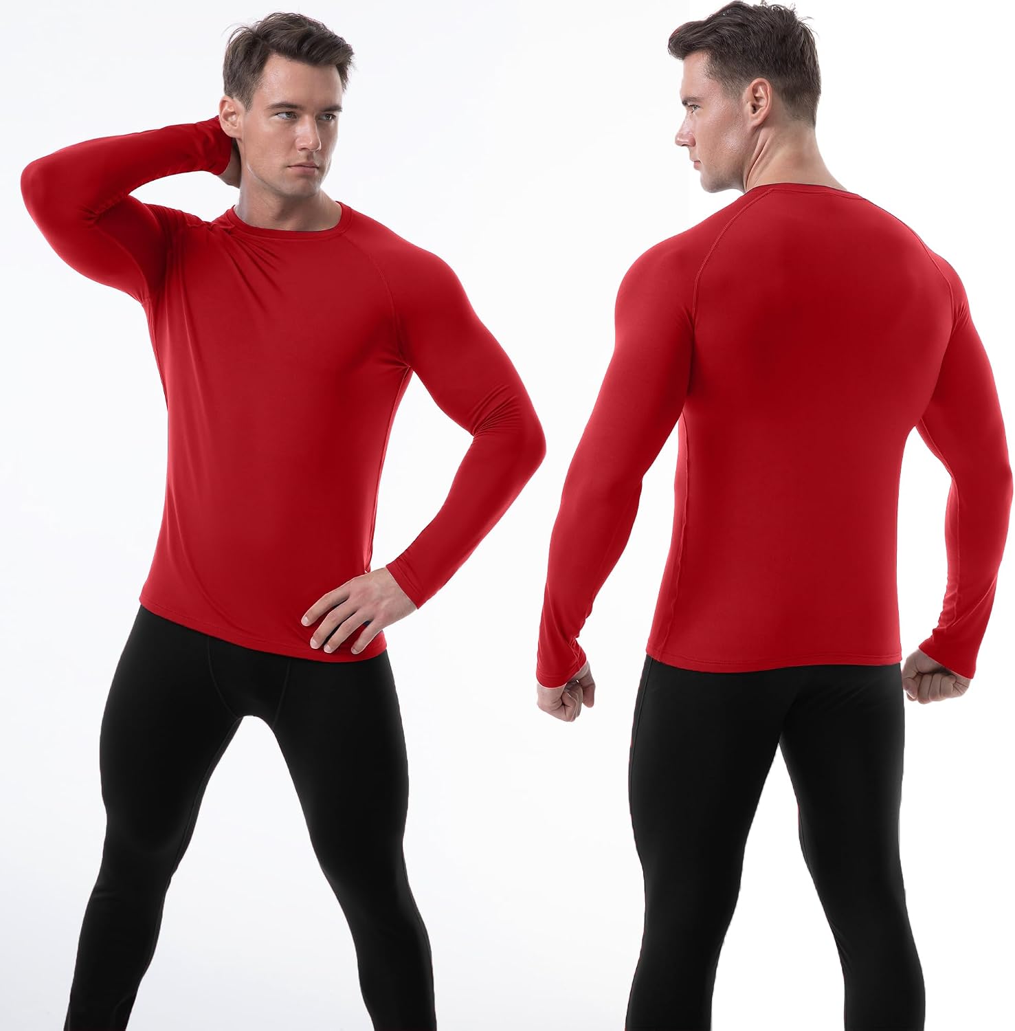 Runhit Men's Thermal Compression Shirt Fleece Lined Long Sleeve Thermal Shirts Athletic Base Layer Top Cold Weather Gear