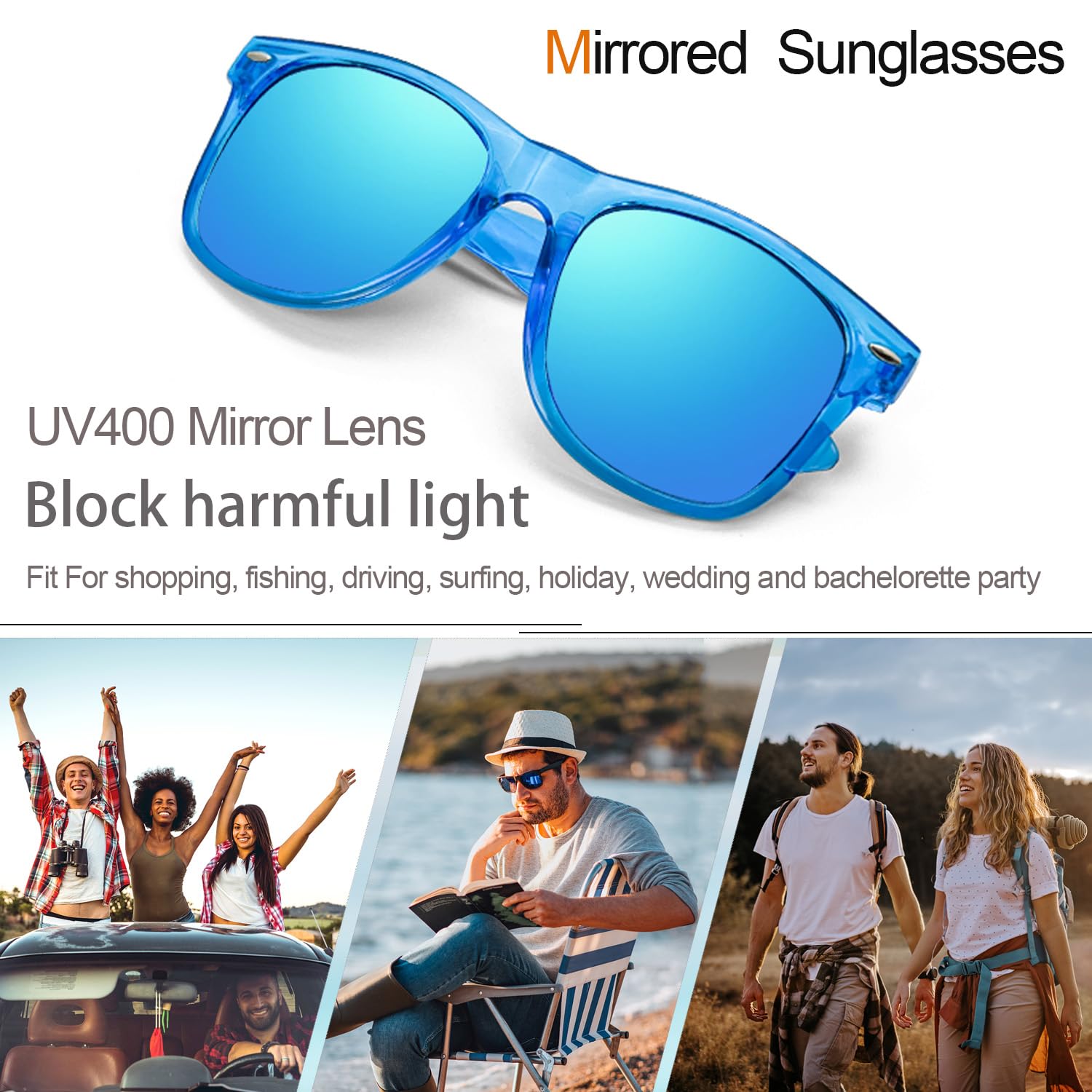 12/24 Stück Großhandel 80er 90er Retro Neon Party klarer Rahmen bunt verspiegelte Sonnenbrille Bulk für Männer Frauen
