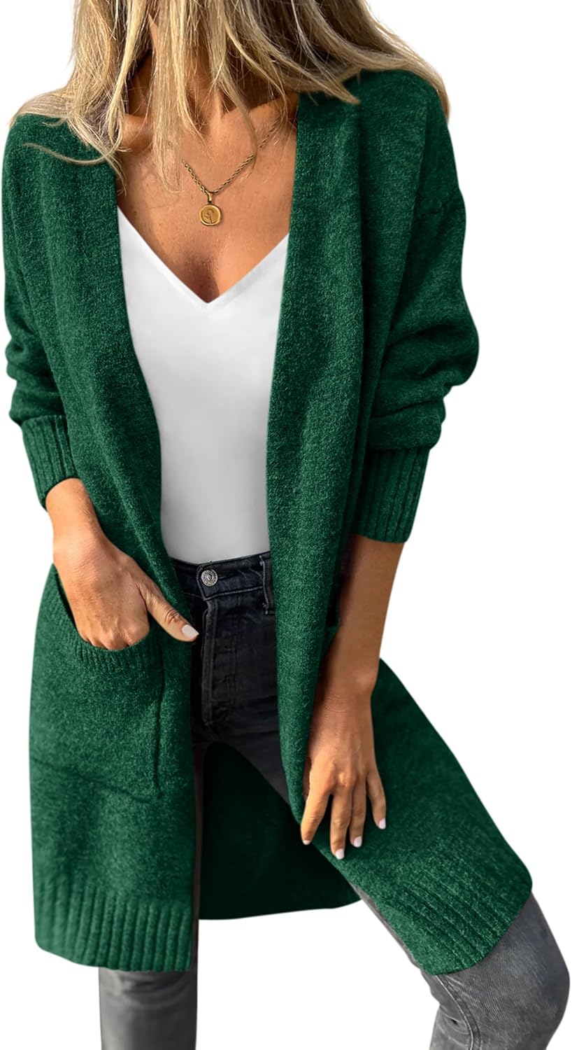 PRETTYGARDEN Women's Oversized Cardigan Sweaters 2025 Fall Long Sleeve Open Front Chunky Long Cardigans Knit Winter Coats