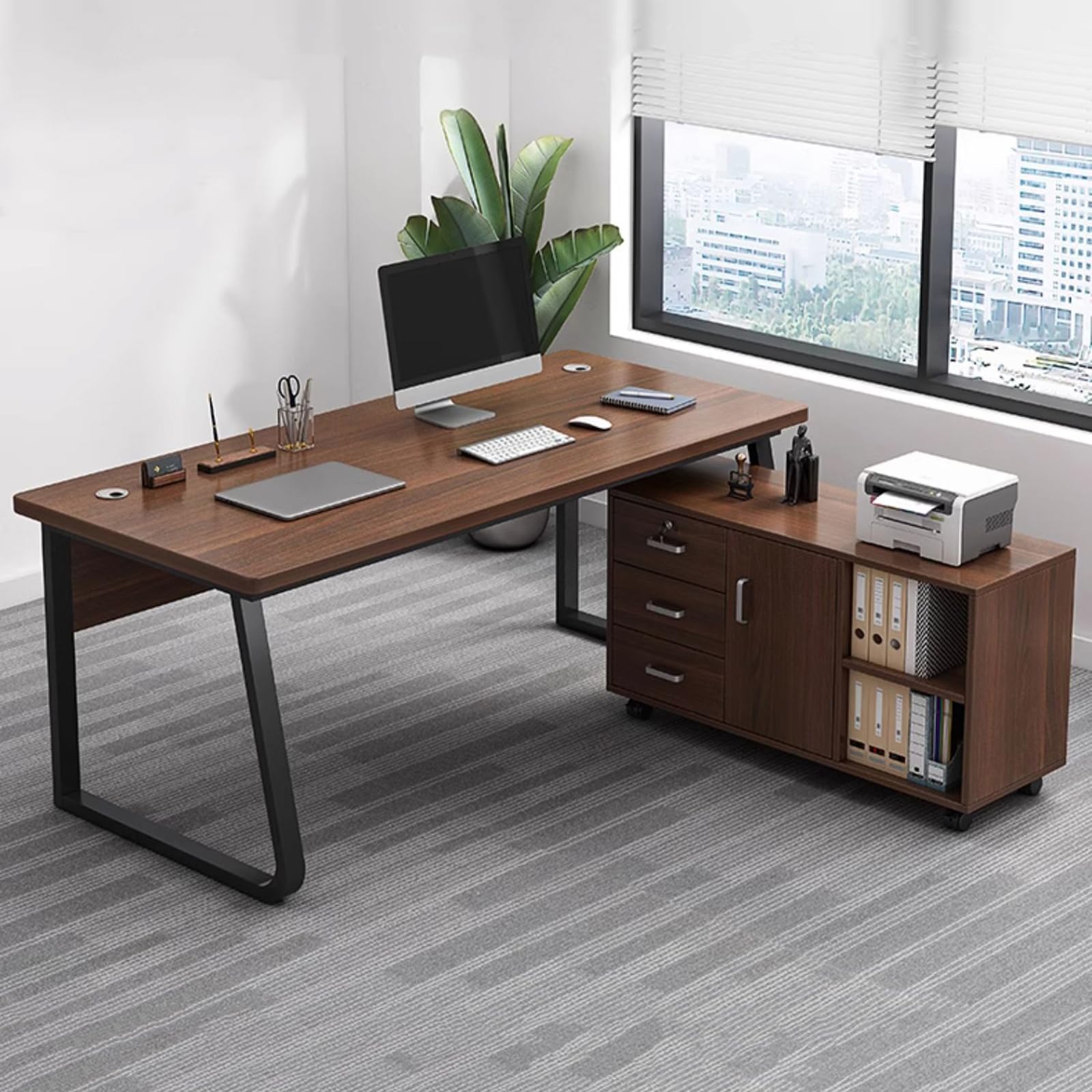 Mescxty A L Shaped Corner Gaming Desk,Office Computer Desk With Storage Shelfs,Reversible Long Writing Desk Pc Table Workstation For Executive Work(140X60cm+100Cm, )