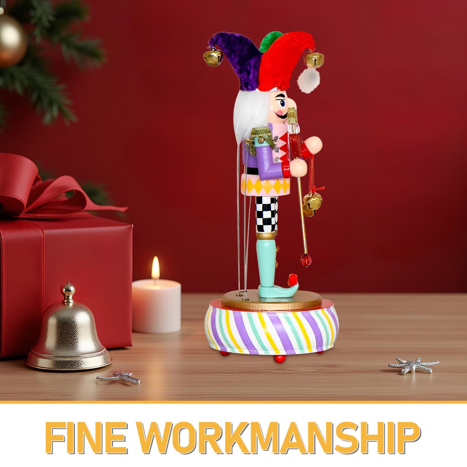 Weihnachts Nussknacker Spieluhr Kompakte Tischdekoration mit Clown Design Handgefertigte Musikalische Nussknacker Figur für Festliche Weihnachtsstimmung
