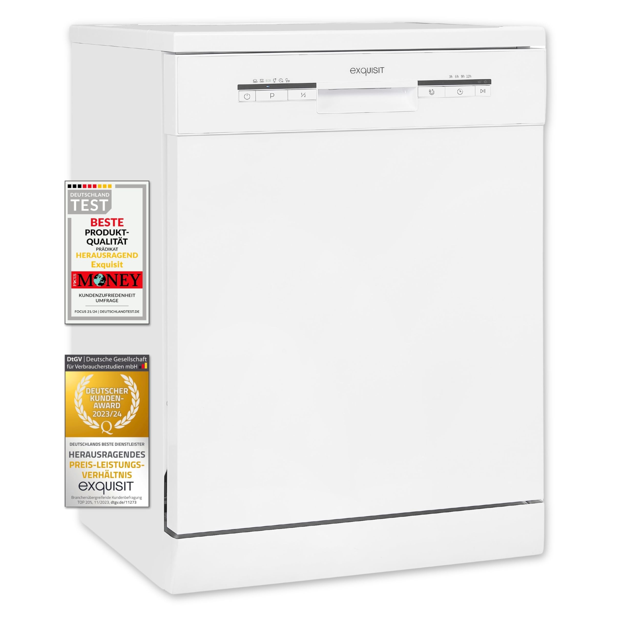 Exquisit Lavastoviglie GSP9112-030E Bianco | Lavastoviglie 60 cm autoportante e sottopiano | Unità da pavimento | 12 soffitti su misura | Bianco