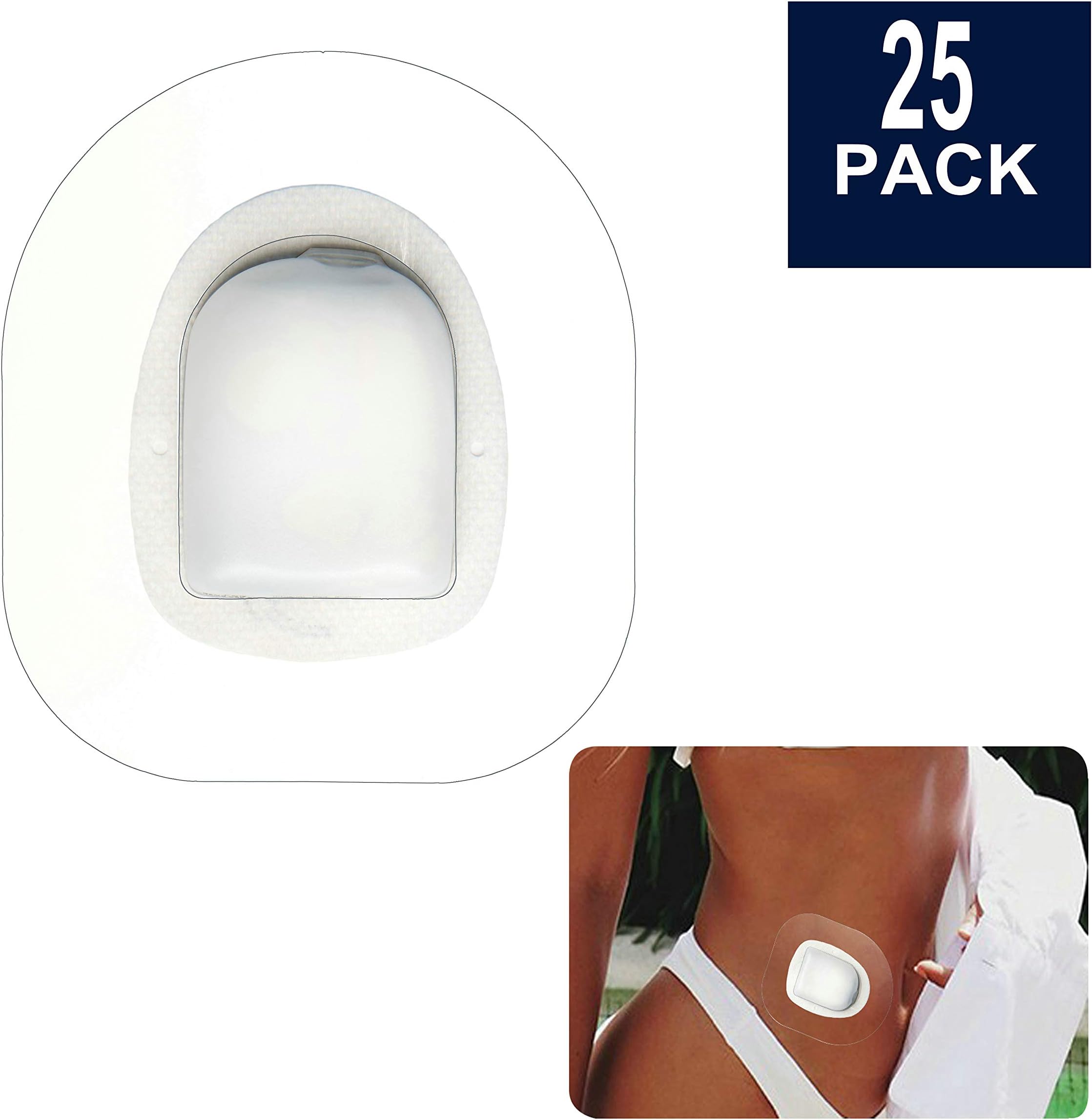 BaBallet 25-Pack OmniPod CGM Patches, Pre Cut Clear Waterproof Adhesive Patches, Hypoallergenic Tape, OmniPod CGM Sensor Protection Stickers for Diabetics
