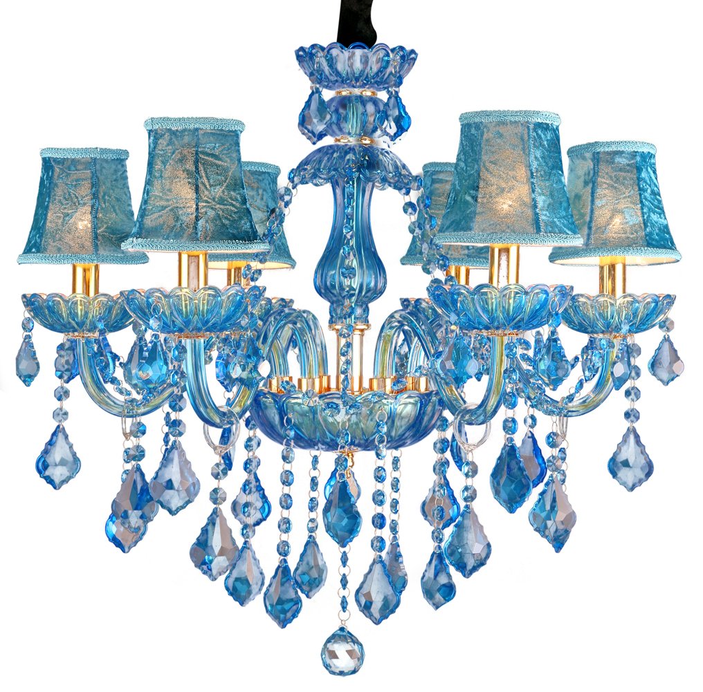 Aiwen Sala da Pranzo Lampada da Soffitto Lampadario a Candela Di Cristallo Blu Vetro Plafoniera Camera da Letto Luce Pendente Soggiorno Lampada 6 Luci
