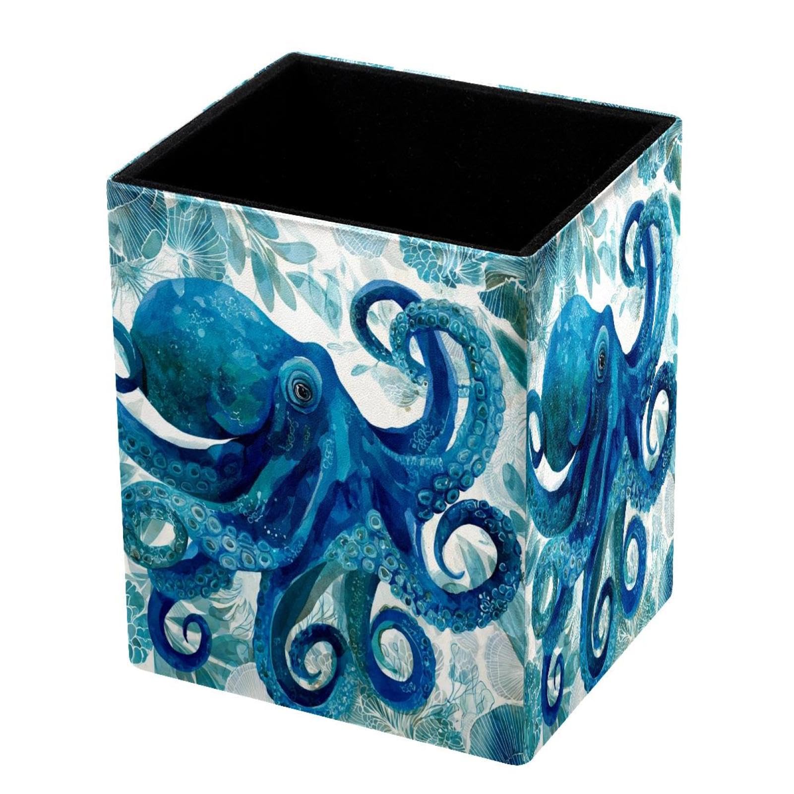 DragonBtu Desktop Pencil Holder, Octopus Rectangular Pencil Cup, Pencil Storage Bag Office Desk Supplies Case for School, Kids