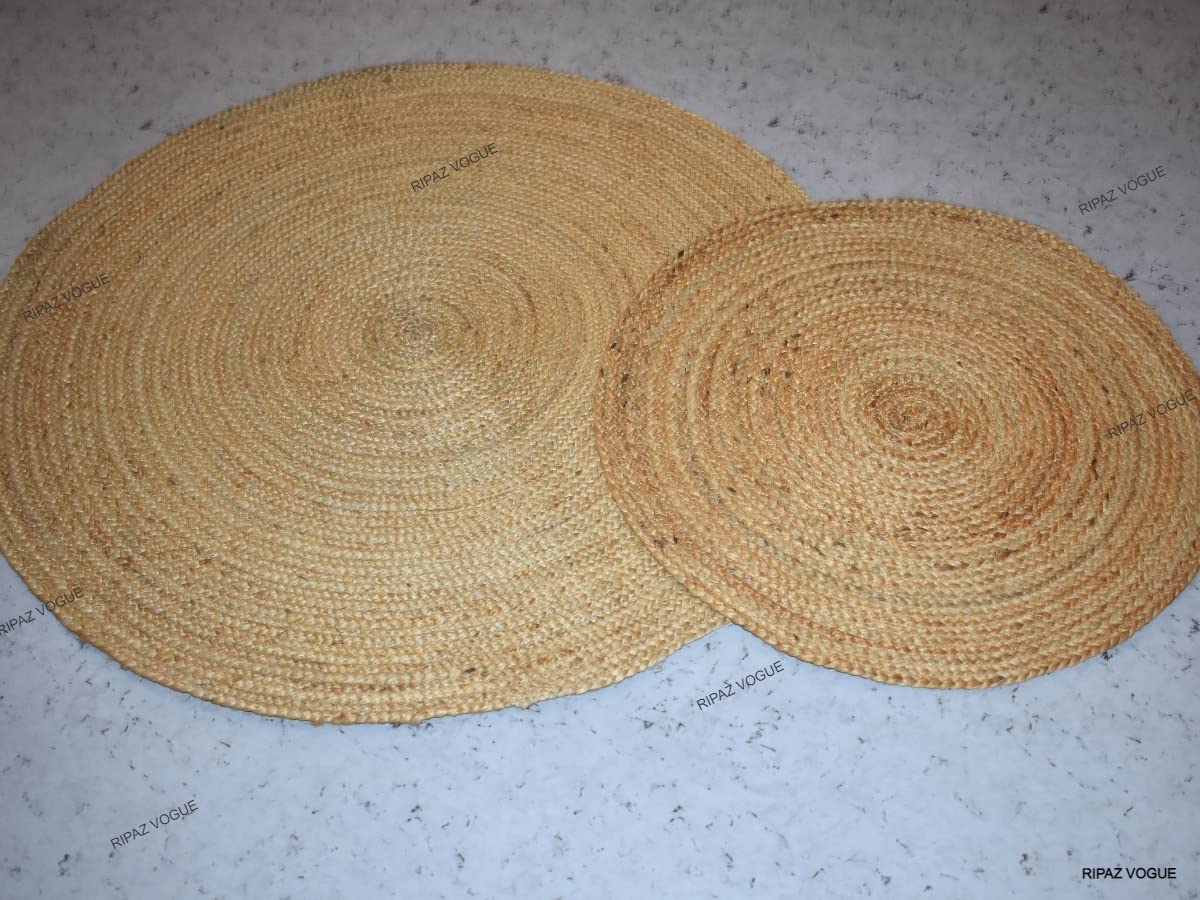 Tapis de sol rond en jute de 250 cm fait main pour sublimer le salon