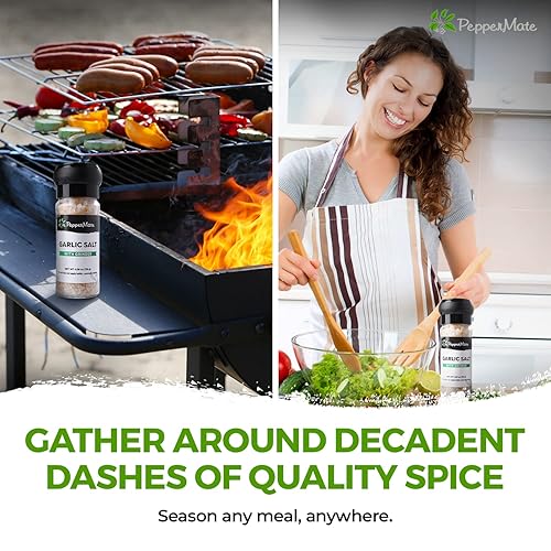 Vista 62 de PepperMate Condimento de sal marina con molinillo - Mezcla en recipiente de vidrio para frescura, especias gourmet de sal marina para barbacoa