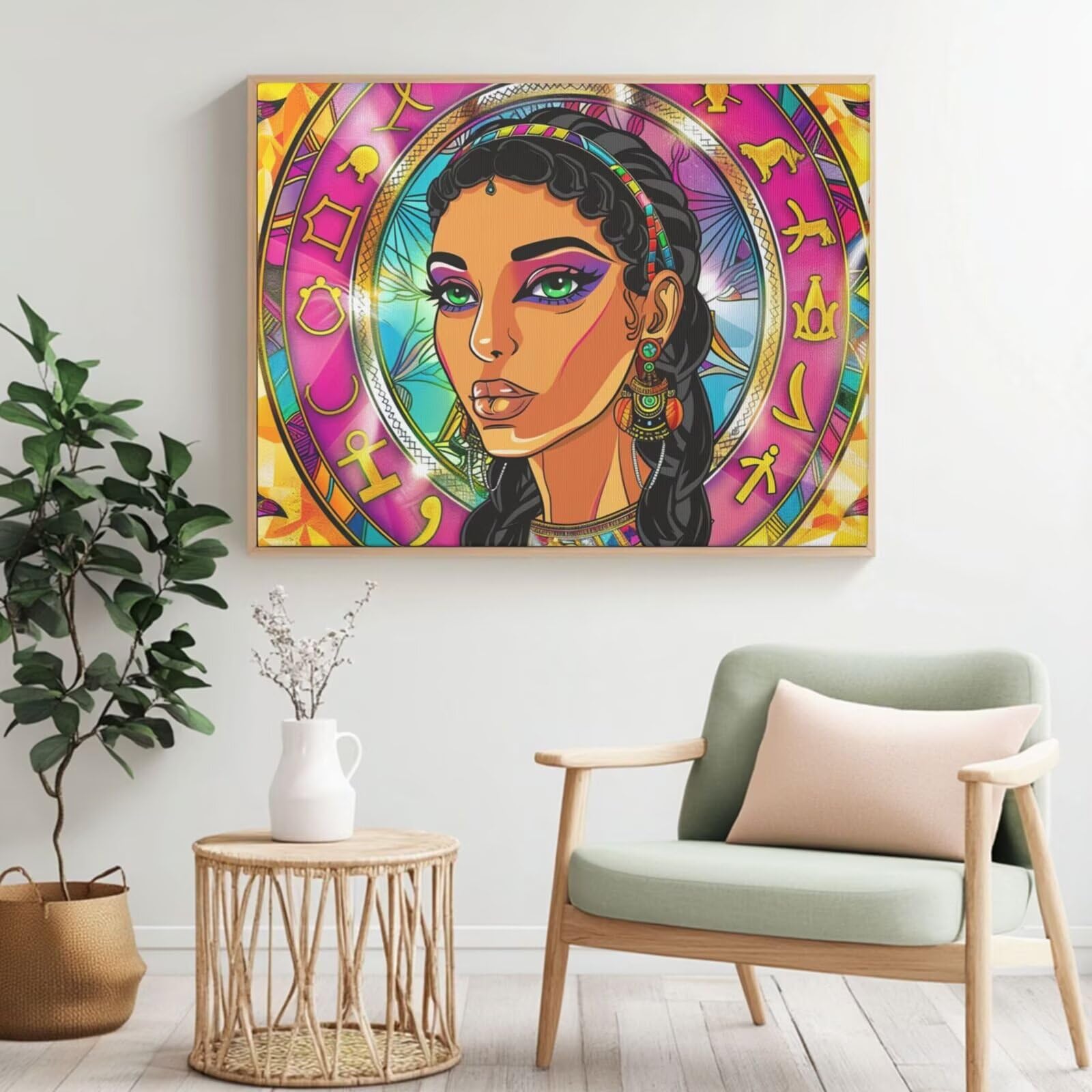 Kit per pittura con numeri per adulti, etnia, regina, pittura con numeri per principianti, pittura acrilica con 6 pennelli, pittura a olio per decorazione da parete, 100 x 75 cm