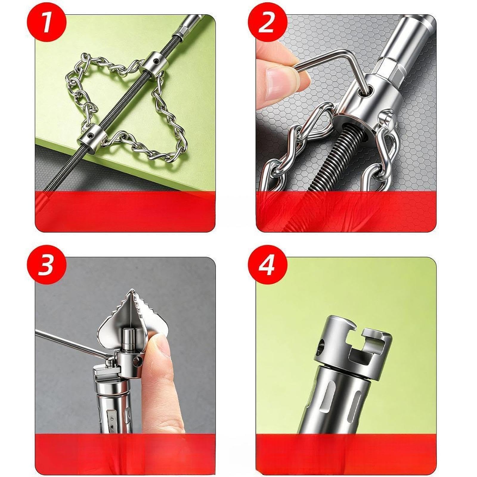Abflussreiniger Spirale Aus Flexiblem Stahl, Automatische Verstopfungsbeseitigung, Geeignet für Die Reinigung von Waschbecken, Küchen, Badezimmern Und, Mehrzweckklingen