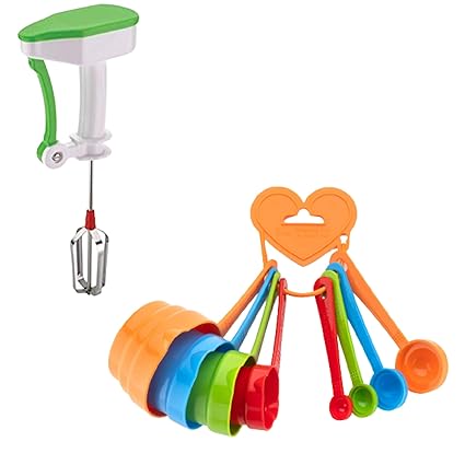 OMORTEX Kitchen Combo Power Free Hand Blender and Color Measuring Cups and Spoon Set for Kitchen