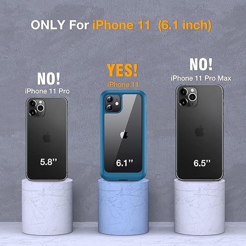 Miniatura 248 de Miracase Glass Series - Funda para iPhone 11 de 6.1 pulgadas, funda resistente de cuerpo completo mejorado con protector de pantalla de vidrio Negro