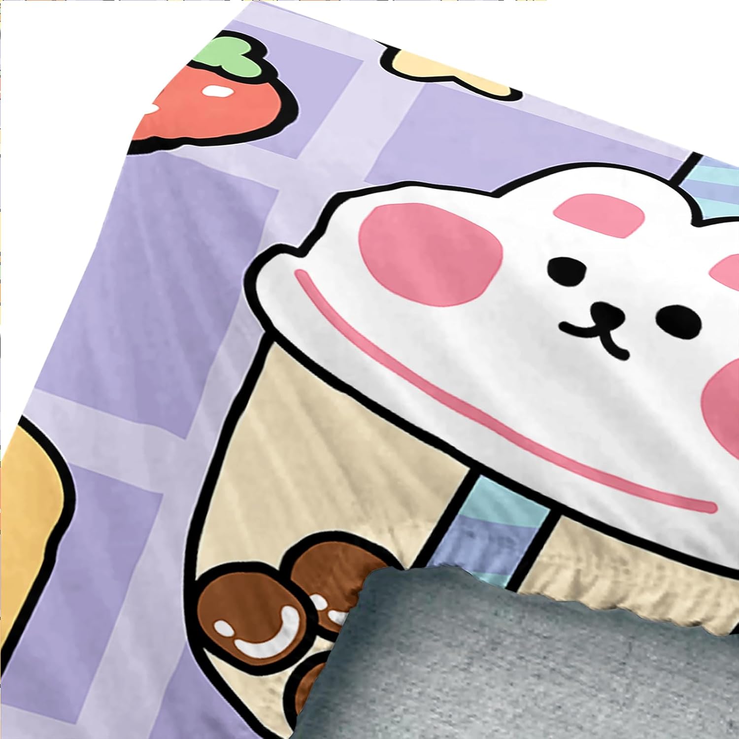 QOOMO Kawaii Bear Sheet Set,Kawaii Kids Bed Sheets,Cute Bear 16" Deep Pocket Bed Sheet Set for Boys/Girls/Kids/Teens，4 Piece Sheet Set, 1 Fitted Sheet,1 Flat Sheet and 2 Pillowcases，Twin Size