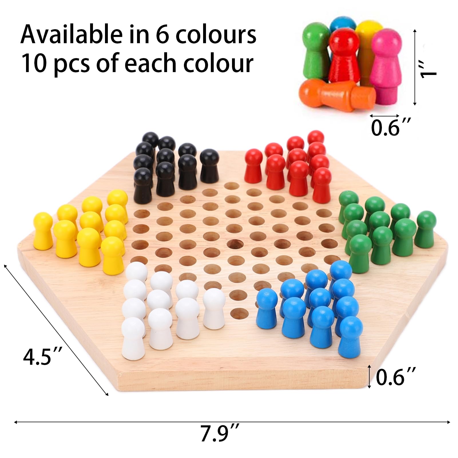 Jeu De Dames Chinoises En Bois - Plateau 25cm, 6 Joueurs - Jeu De Société Familial, Stratégie - Idéal Soirées, Plage