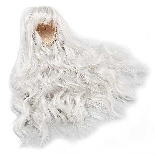 Miniatura 4 de Peluca de muñeca de 16 resistente al calor, peluca de muñeca articulada cortable suave al tacto para vestir muñecas (gris plateado)