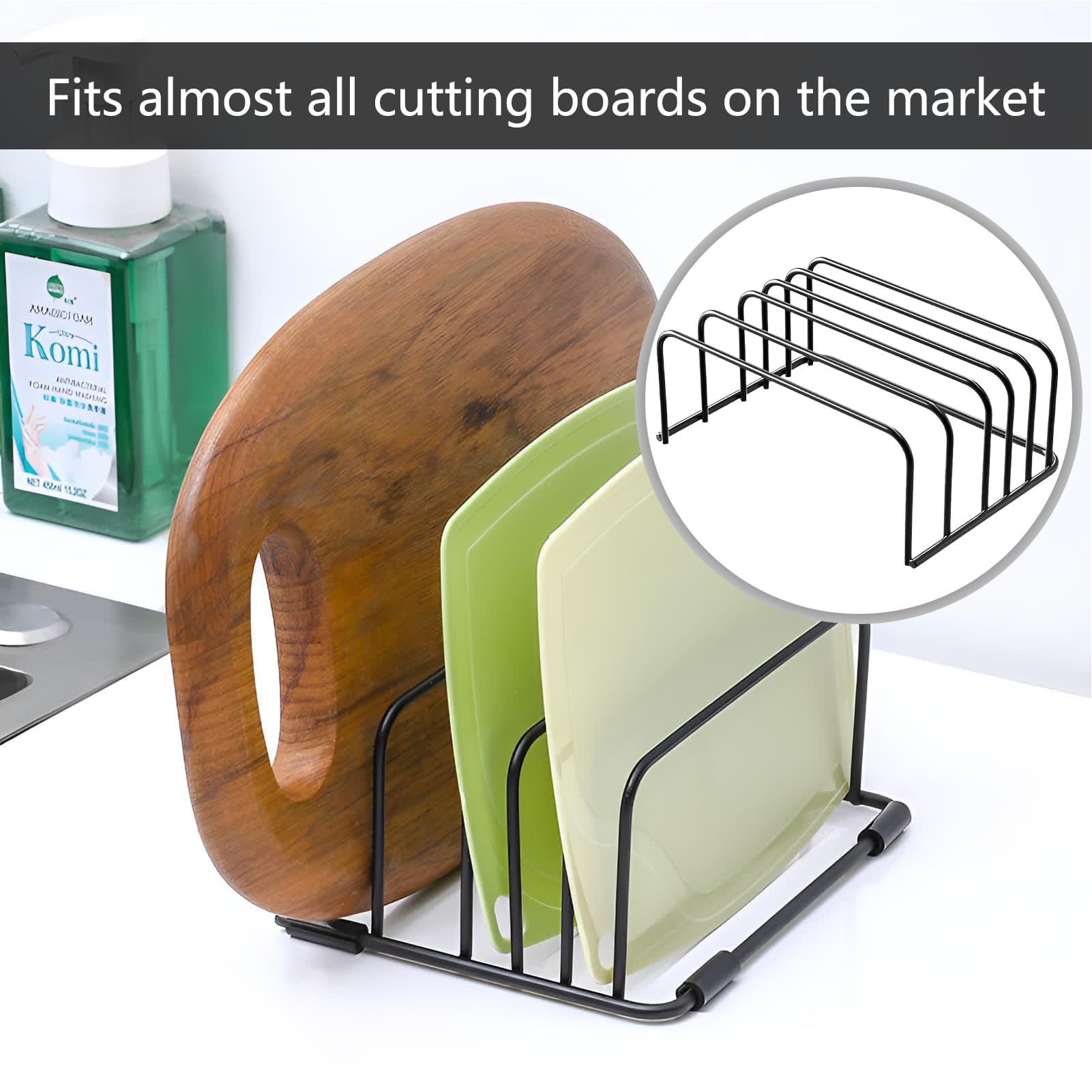 Support De Planche à Découper Pour Plan De Travail - Organisateur D'étagères Pour Armoire - Support Pour Plan De Travail De Cuisine Avec Base En Bois Pour Assiettes, Plateaux Et Poêles