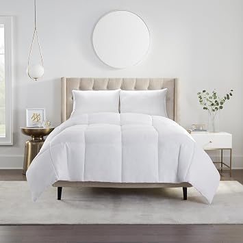 Serta Simply Clean Soft Stain-Resistant Down Alternative Medium/Firm Bed Pillows for Sleeping (2 Pack), Queen, White