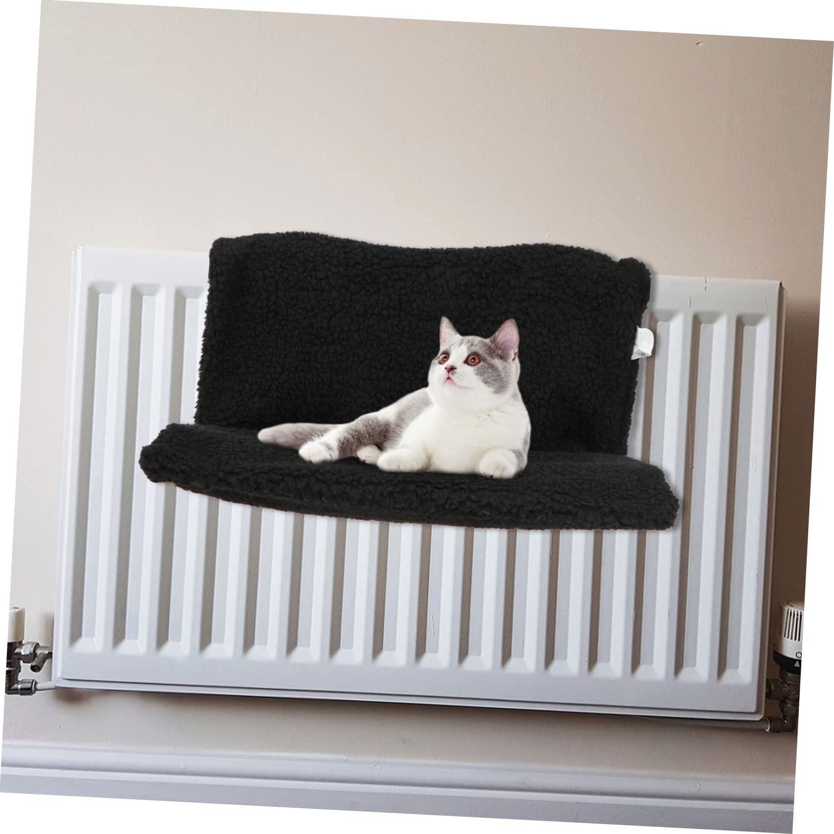INOOMP Hamac pour Radiateur Chat en Tissu Polyester et Lin, Cadre Métallique Noir, et Facile à Nettoyer, pour Couchage Confortable pour Chat en Hiver
