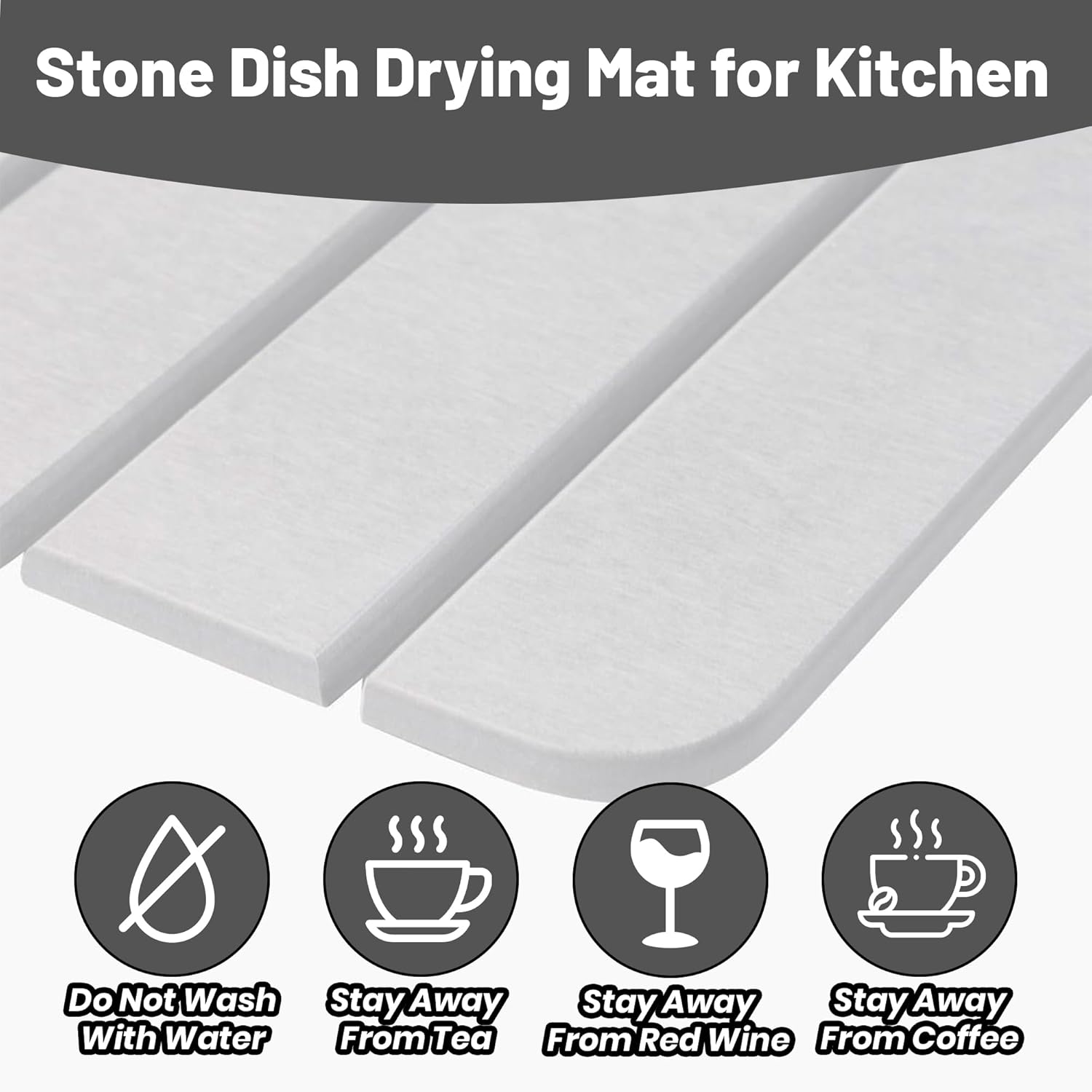 Extra-Large Storm Drying Mat, Ultra-Absorbent, Fast Drying, Non-Slip for Kitchenware, Dishes, and Countertops (White, 70cm x 39cm)