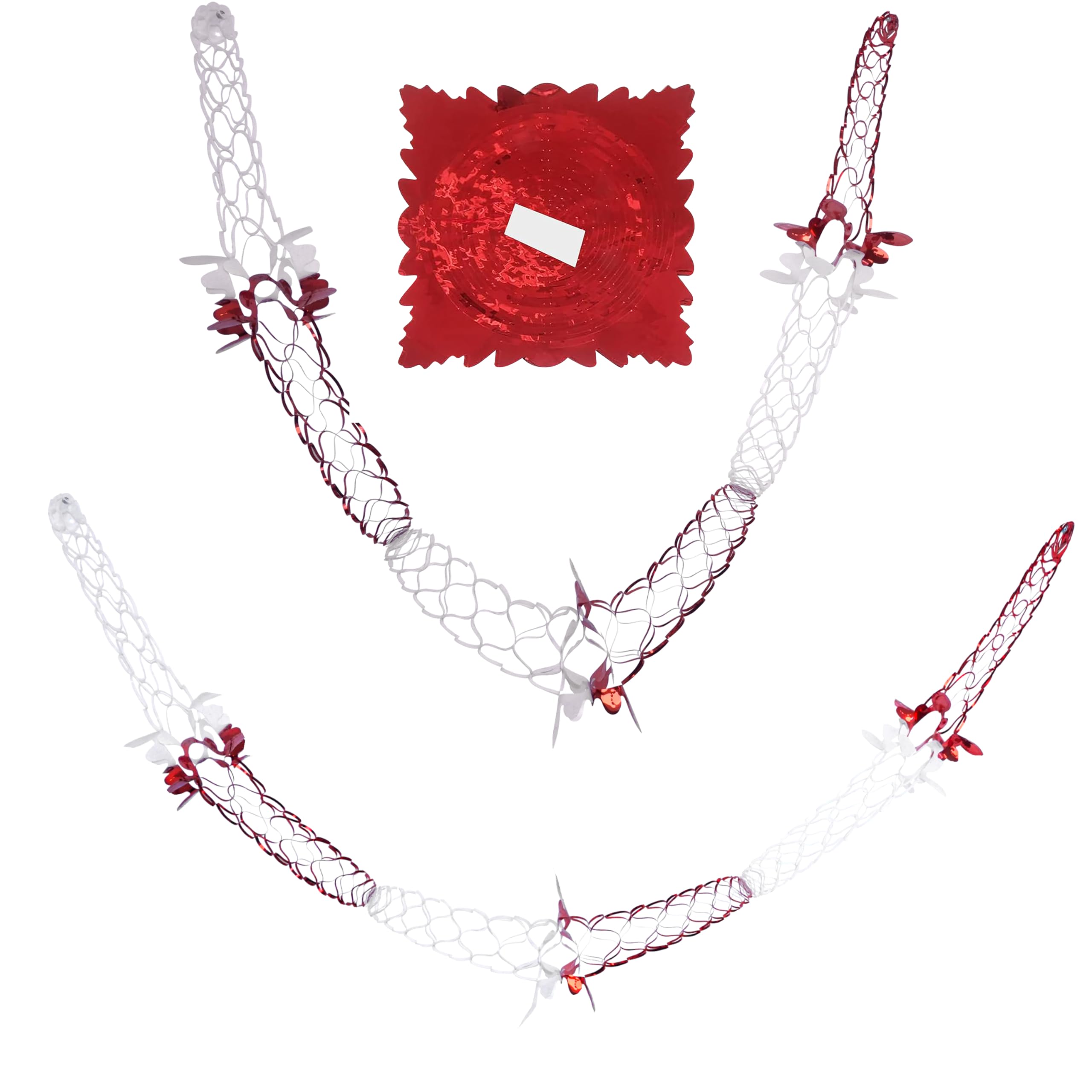 HOVUK®Christmas Hanging Ceiling,Wall Decoration Foil Garland,Bell,Ball,SnowFlake Decoration (Red/White, 2 Pack 12cm Garlands)