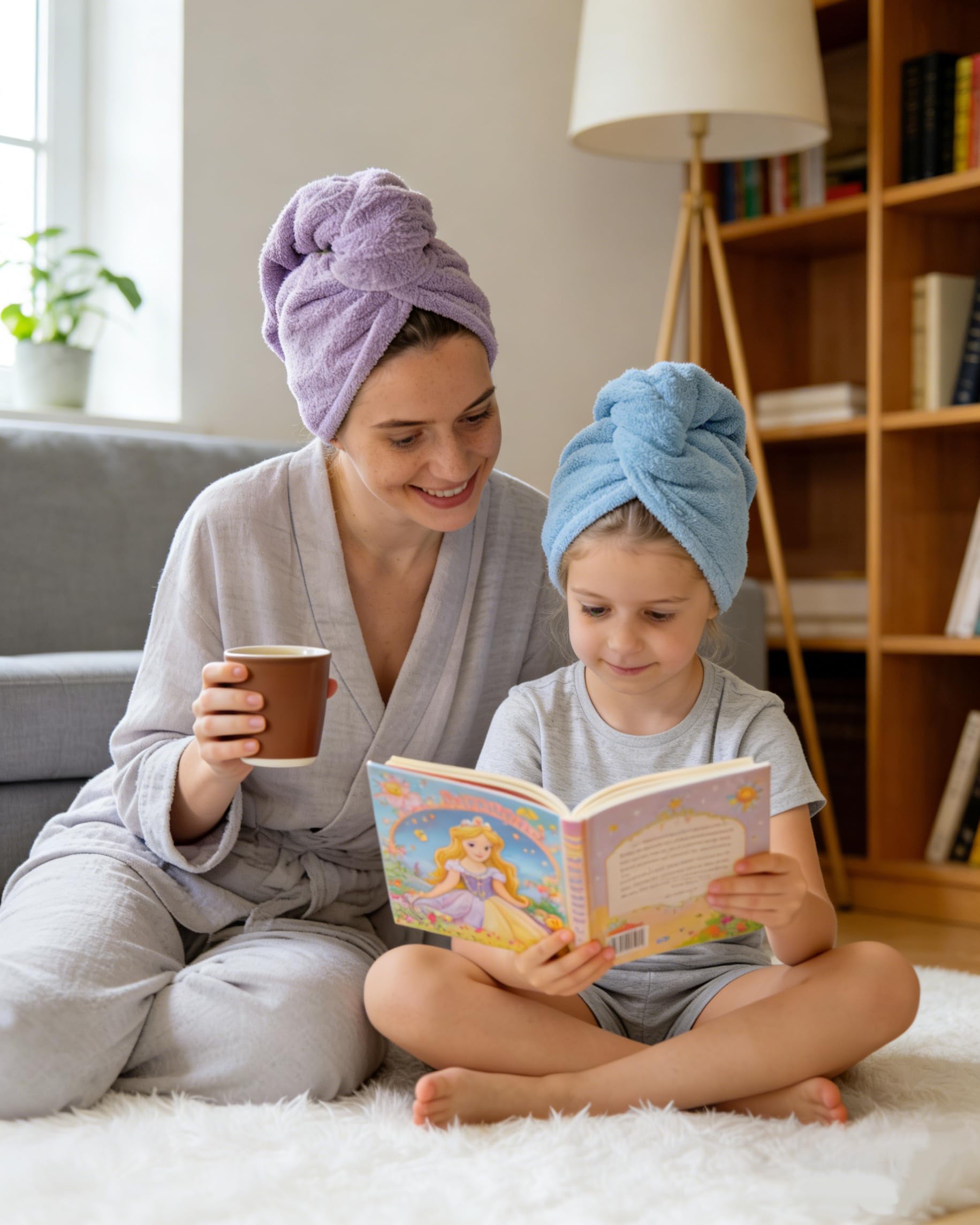 Lumimi Toalla de baño para el cabello presecado, paquete de 2 unidades, secado rápido, súper absorbente, ligera, turbante con botón de secado de cabello, envoltura de ducha, bienestar de ducha, color