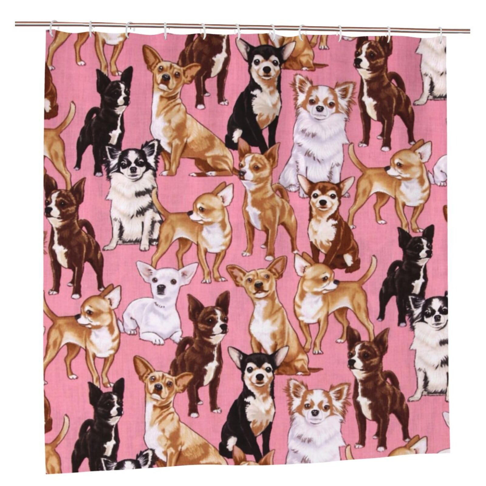 Oudrspo Chihuahuas Unique Designer Artwork Shower Curtain 72x72 Inch - Polyester Bathroom Decor with Metal Grommets