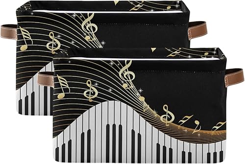 Miniatura 2 de Contenedor de almacenamiento de notas con teclado y piano musical, para niños y mujeres, organizador compresible de lona, cubo de almacenamiento con