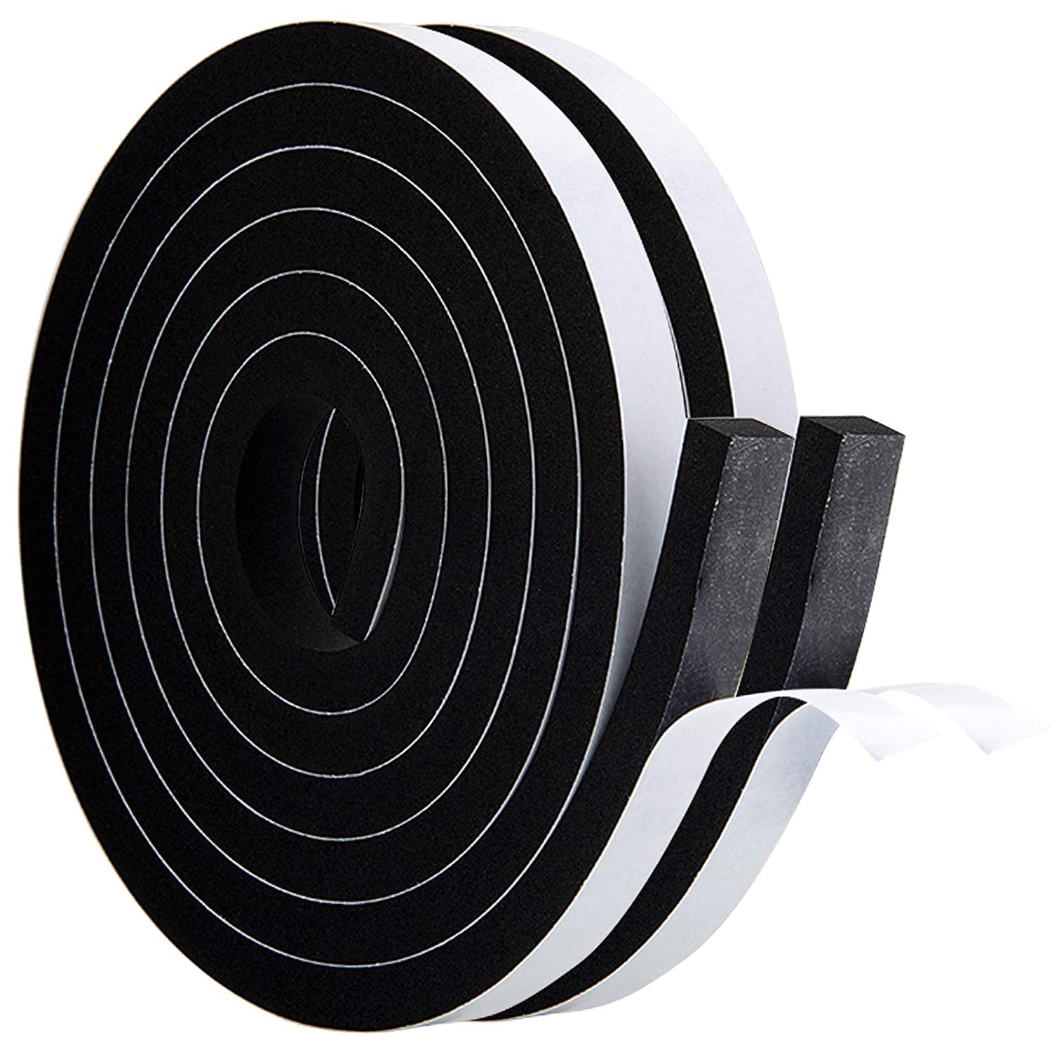 Afdichtingstape, zelfklevend, voor deuren en ramen, deurafdichting, rubberen afdichting, schuimband voor botsing, afdichting, geluidsisolatie, 12 mm (B) x 6 mm (D), 8 m, zwart