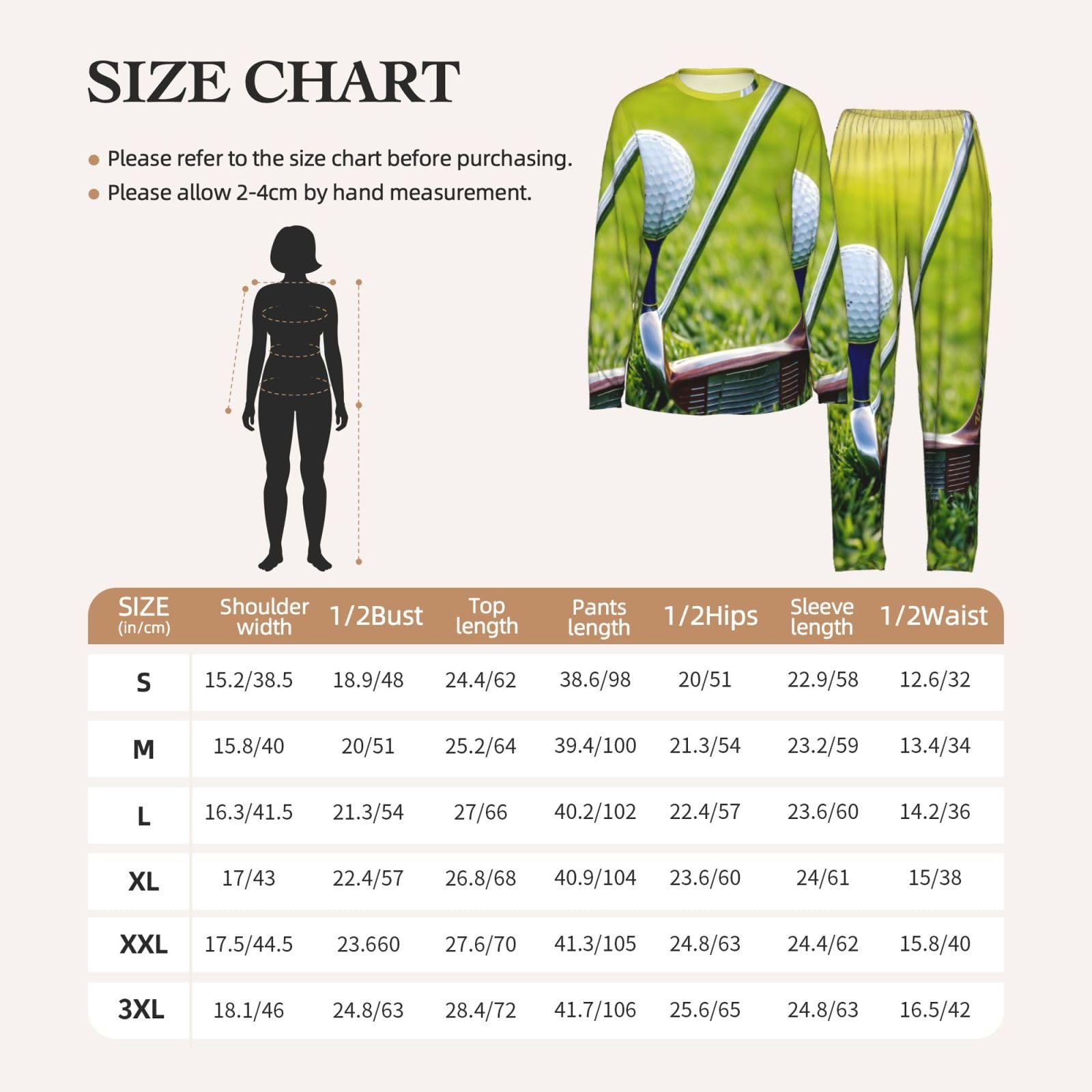 Set pigiama a maniche lunghe da donna con stampa campo da golf morbido lounge elastico leggero comfort pigiameria
