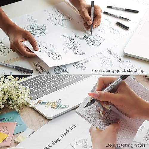 Miniatura 6 de Mrnsiet - Bolígrafo de punta redonda (20 unidades, 0.028 in, tinta líquida negra)