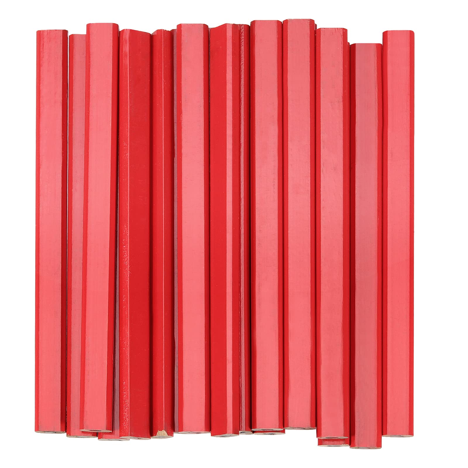 SINJEUN Matite da carpentiere rosse da 144 pezzi, matite ottagonali in legno piatto, grafite media dura professionale in piombo duro per falegnameria per la lavorazione del legno