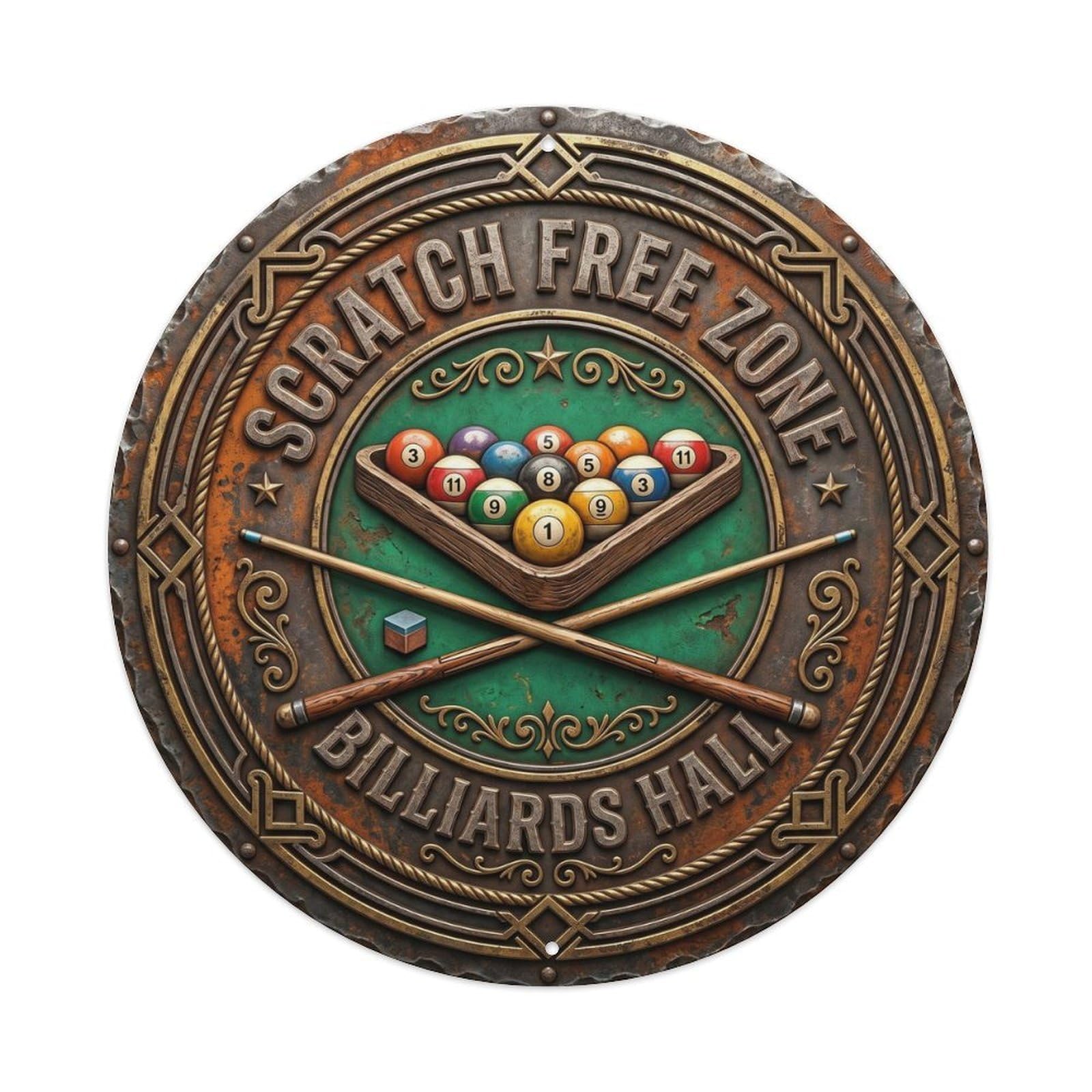 Cwbufd Vintage Style Scratch Free Zone Billiards Hall Vintage Metal Tin Sign Plaque Wall Decor For Cafe, Club Bar, Office, Garden Metal Poster 8X8inch