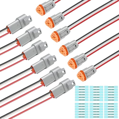 Kit de 6 cables Deutsch DT de 3 pines gris macho hembra arnés de cableado Deutsch Pigtail 3 vías de cable impermeable automotriz conector eléctrico