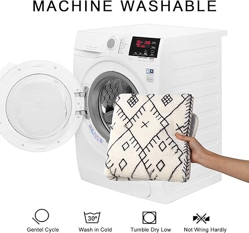 Miniatura 4 de Uphome Alfombras de baño de 20 x 31 pulgadas, color gris, bohemio, antideslizante, geométrica, marroquí, alfombra de baño de terciopelo suave,