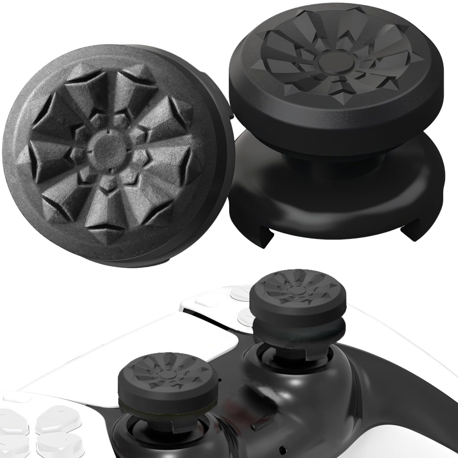 TEUVO Joystick Thumbstick Grips para PS5 Joystick PS4 Joystick, Objetivo Asistir Silicona Tapa para PS5 Mando Ayuda con Control, Reducir Pulgarcito Fatiga para PS5 Controller Accesorios, Negro, 2 Pcs