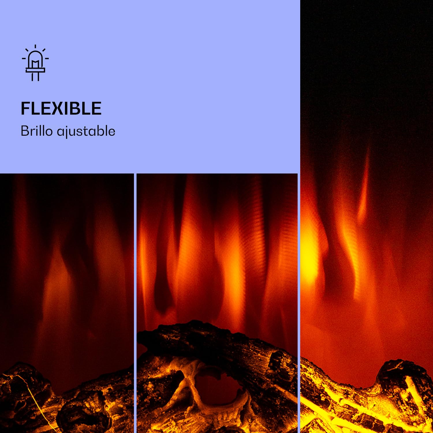 Klarstein Chimenea Electrica Pared, Estufa sin Leña de Interior, Chimeneas Electricas Decorativas 2000W, Llama LED, Chimenea Decorativa Falsa, Mando a Distancia, Temporizador y Termostato Ajustable
