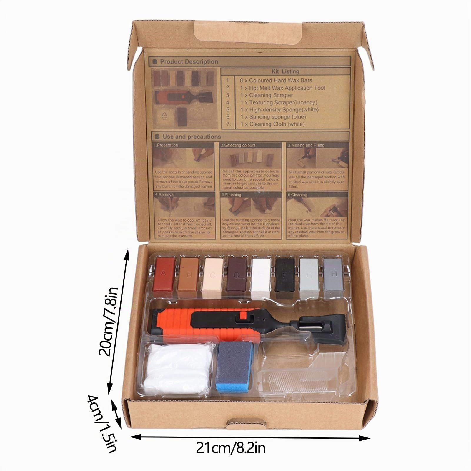 Juego de Bloques de Cera para Reparación de Azulejos con Bolígrafo Calefactor Eléctrico, Herramienta de Reparación de Azulejos de Cerámica con 8 Bloques de Colores, Kit de