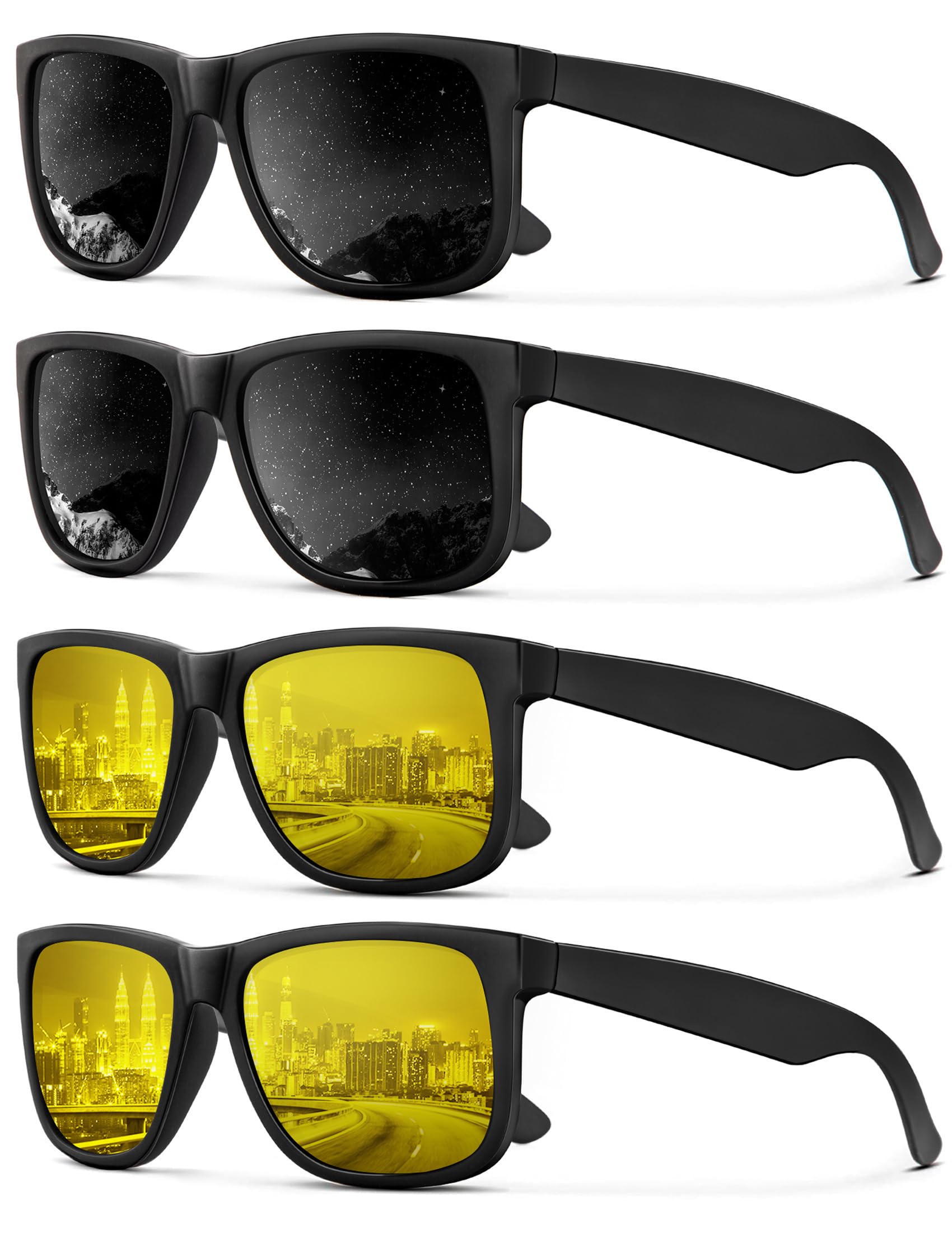 KALIYADI Sunglasses Men Polarized Sun glasses for Mens Womens Classic Matte Black Frame UV Protection 3pack