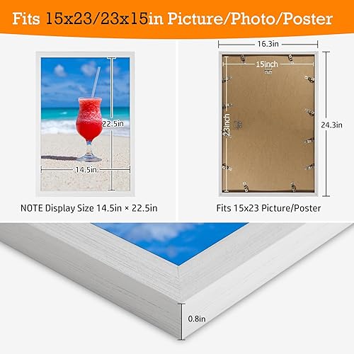 Vista 642 de Marco gris rústico de 18 x 24 pulgadas, marco para póster de 18 x 24 pulgadas, color gris envejecido, grande, retro, natural, 24 x 18 pulgadas