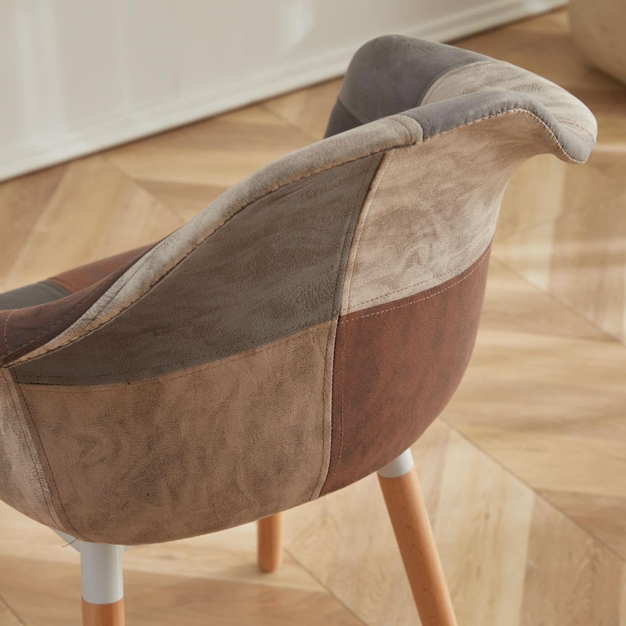 Juego de 6 Sillones de Cuero para Sala de Estar Leisures Silla tapizada con Patas de Madera Maciza para el hogar Cocina Oficina Bistro Cafe (Marrón)