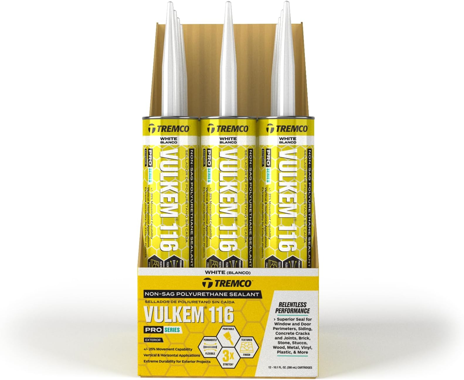 Tremco Vulkem 116 Polyurethane Sealant 10.1 oz. (12, White, Case)
