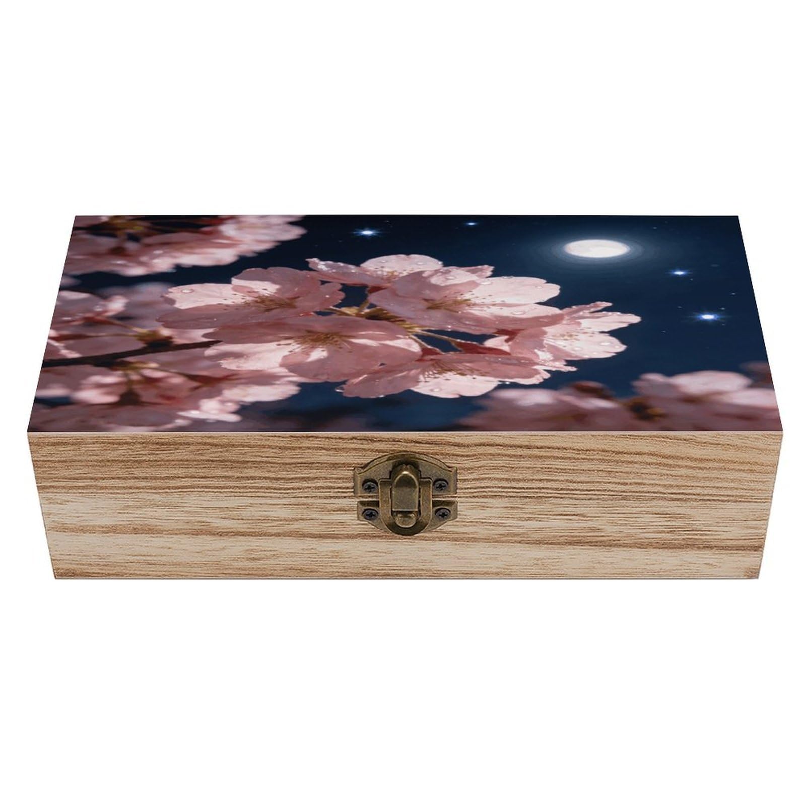LZQPOEAS Star Cherry Wooden Keepsake Box Wooden Storage Box Container with Hinged Lid Beautiful Wood Memory Box Decorative Jewelry Case for Crafts Art Hobbies & Trinket Storage