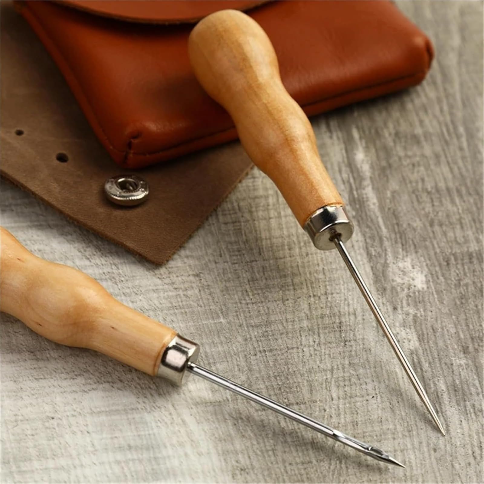 Kit de costura de cuero con agujas resistentes, hilos encerados y punzón para reparación de costuras a mano de tapicería, zapatos y bolsas, juego completo de herramientas para manualidades