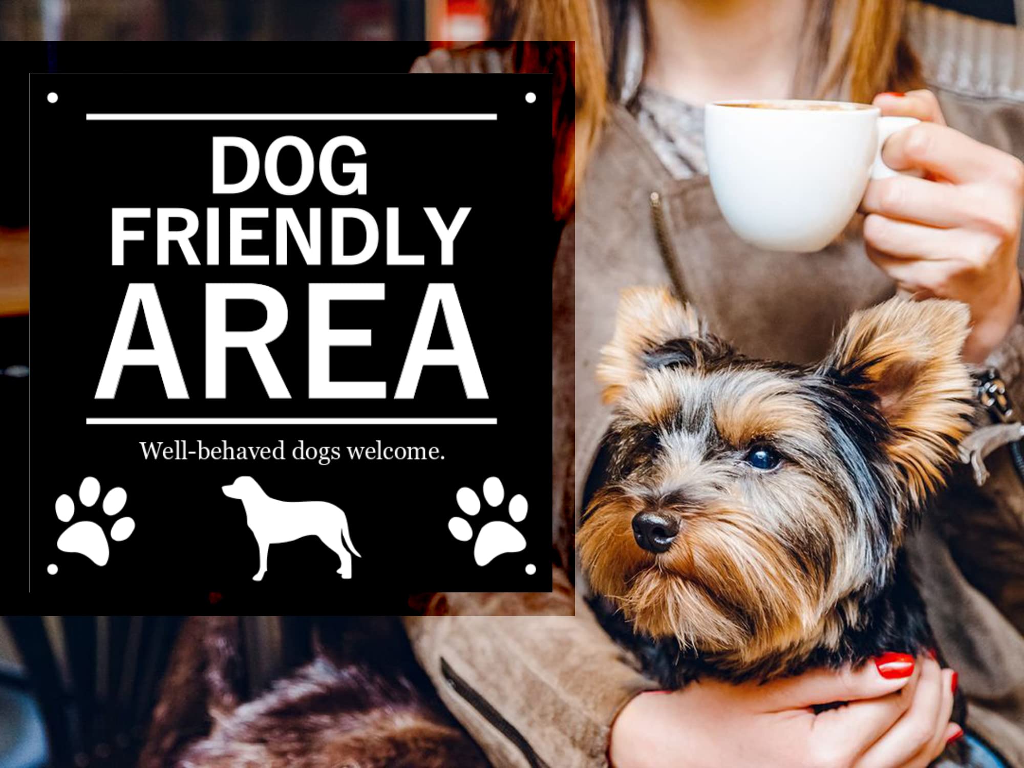 Panneau de zone adapté aux chiens – Gravé, audacieux, imperméable en acrylique Idéal pour les pubs, hôtels, cafés, parcs, parcs de vacances, utilisation intérieure et extérieure. Expédié dans le monde