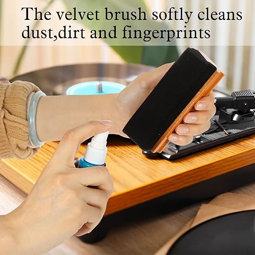 Miniatura 4 de Ziliny Kit de limpieza de discos de vinilo de 6 piezas, incluye cepillo de terciopelo suave, cepillo de nailon, 2 cepillos de microfibra, líquido