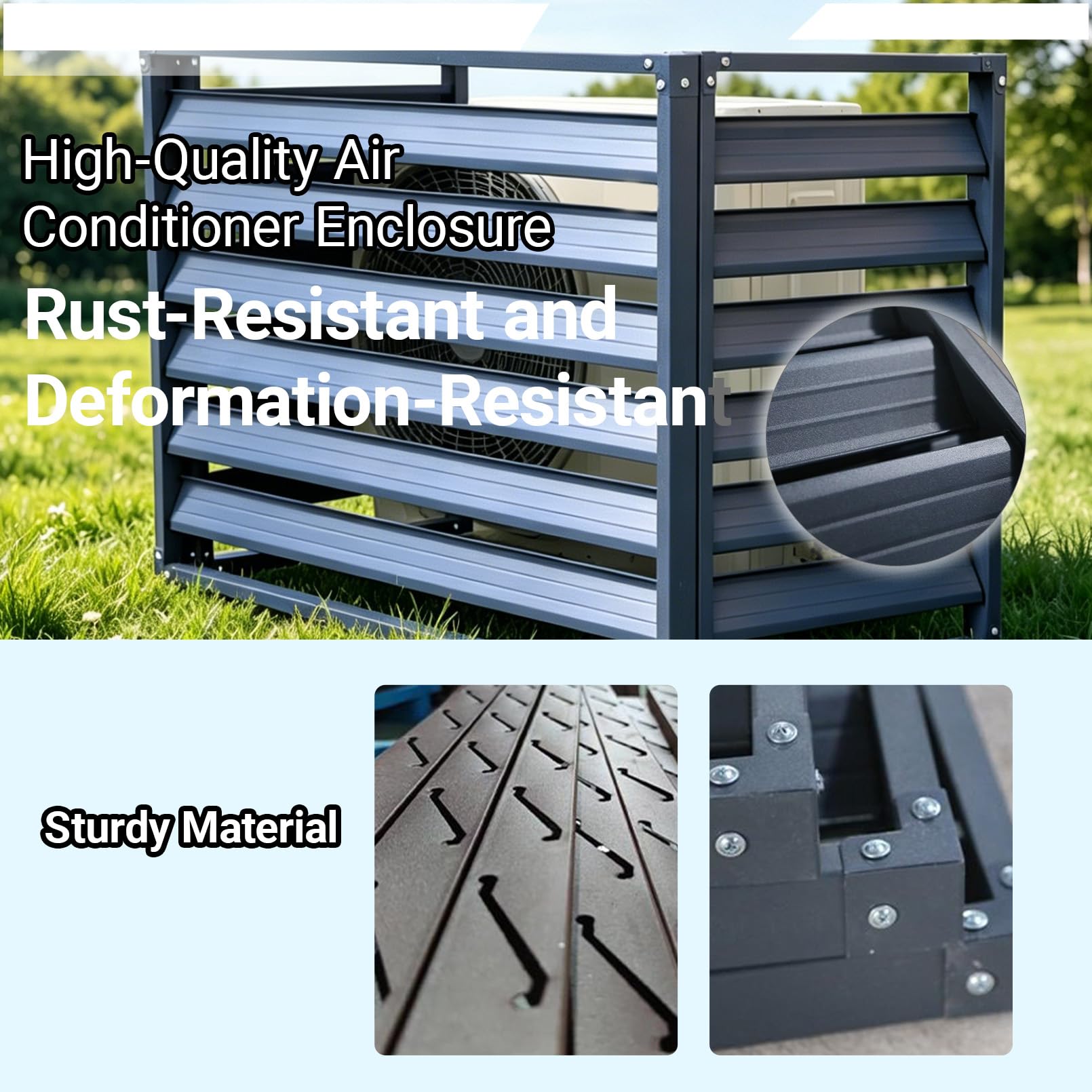 Aluminiowa osłona klimatyzatora - ochrona zewnętrzna dla jednostek centralnych redukcja szumów żywica pogodowa pasuje do drewna B-100 * 70 * 50 (1,5 szt.) - i design
