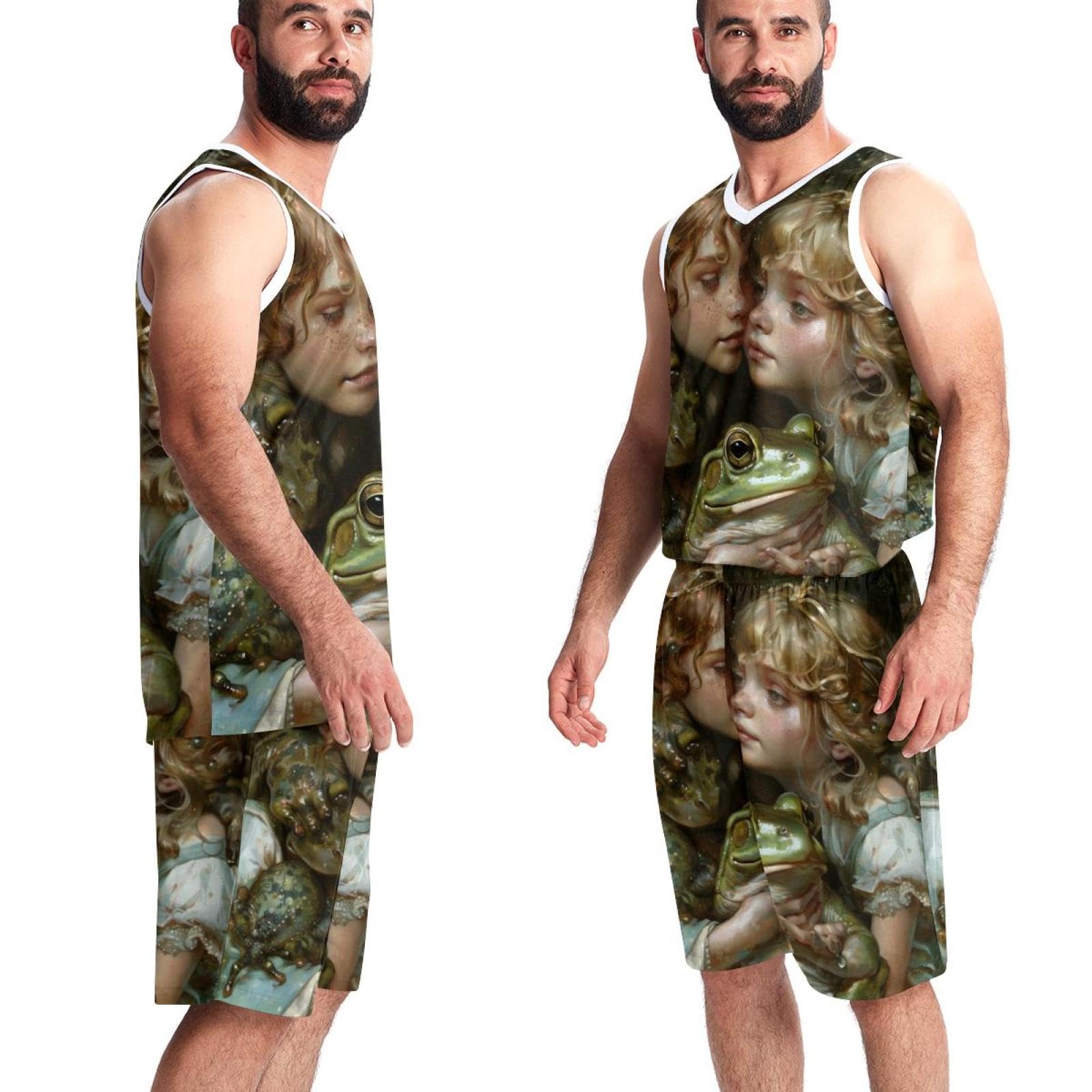Tuta da basket da uomo con tasche, abbigliamento sportivo per uomo e donna, uniforme di squadra, principe ranocchio, principessa, 5XL