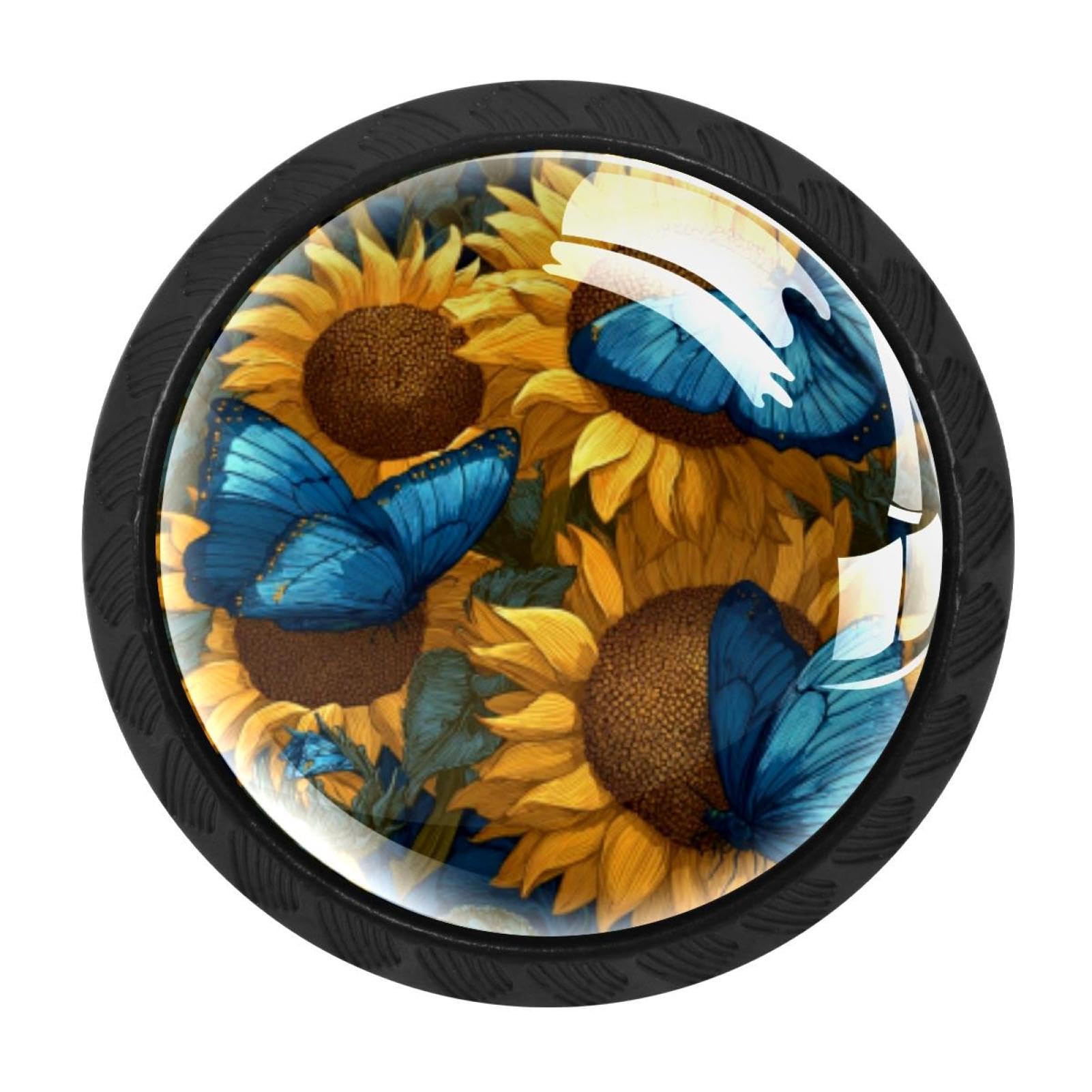 Chenzzzz Multicolored 19 4 Pieces Dresser Knobs Sunflower Blue Butterflies (9) Drawer Knobs Cabinet Knobs Pull Handles For Home Kitchen Office